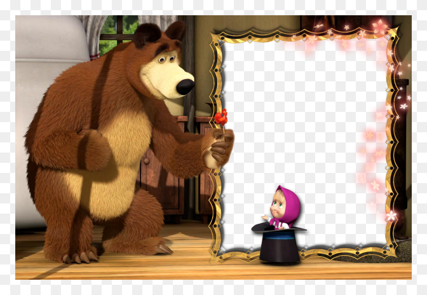 3000x2000 Transparent Masha And The Bear Kids Photo Frame Masha And The Bear Background HD PNG Download