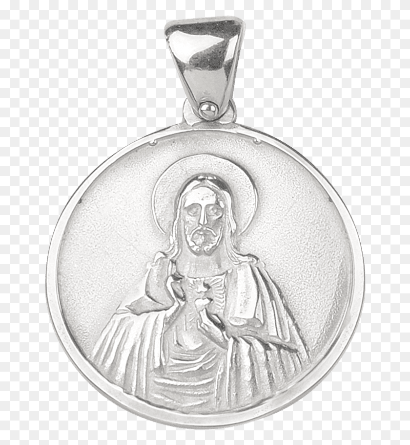 660x850 Medalla Sagrado Corazon De Jesus Plata, Colgante, Accesorios, Accesorio Hd Png