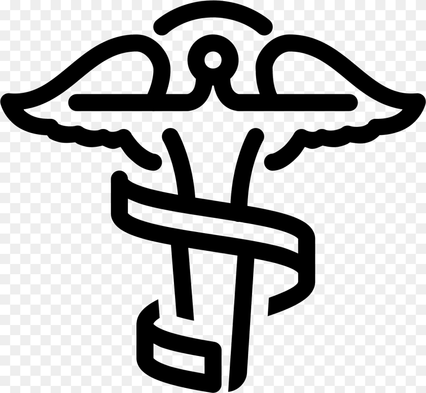 Transparent Medical Caduceus Icon Chiropractor, Gray Sticker PNG