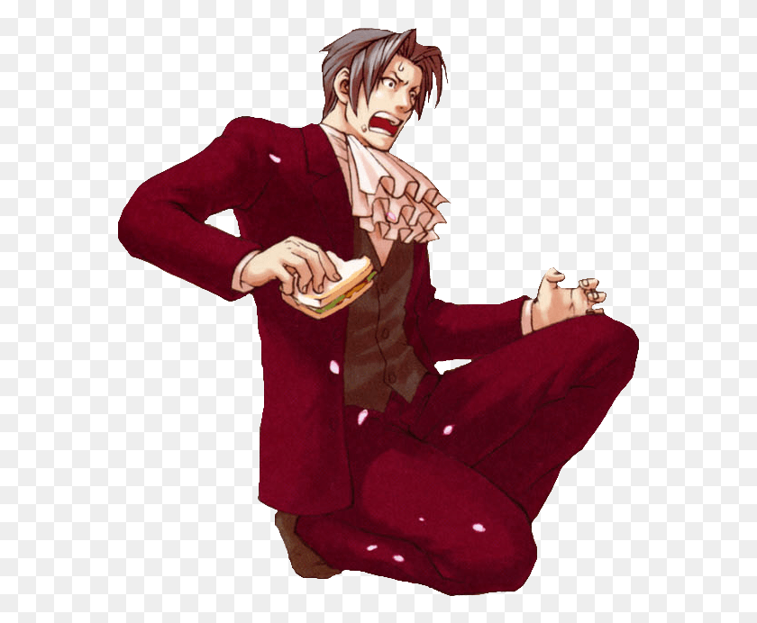 580x632 Transparent Miles Edgeworth From The Gs Artbook Sitting, Clothing, Apparel, Person HD PNG Download