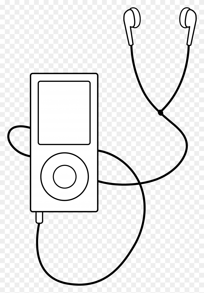 5365x7867 Transparent Mp Player Line Art Free Clip Colorable Mp3 Player Clipart, Ipod, Electronics, Ipod Shuffle HD PNG Download