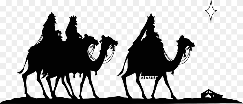 2400x1035 Transparent Nativity Scene Clipart Three Wise Men Clipart, Silhouette PNG