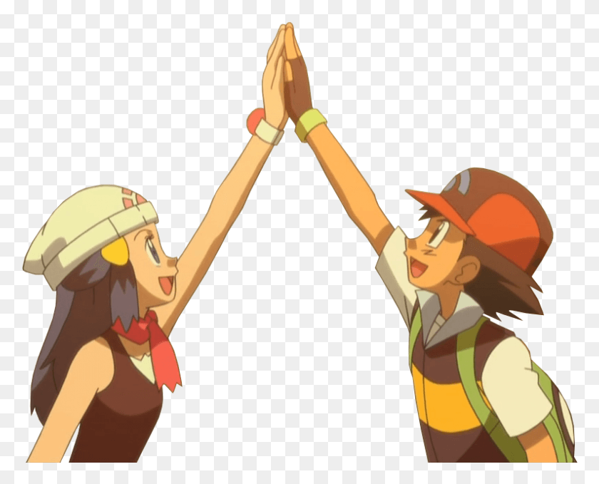 794x631 Transparente Del Amanecer Y Ash Anime De Pokémon Diamante Y Perla Desde El Amanecer, Persona, Humana, Casco Hd Png Descargar