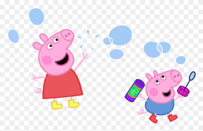 1962x1217 Transparent Pink Bubbles Clipart Peppa Pig With Glasses, Piggy Bank, Graphics HD PNG Download