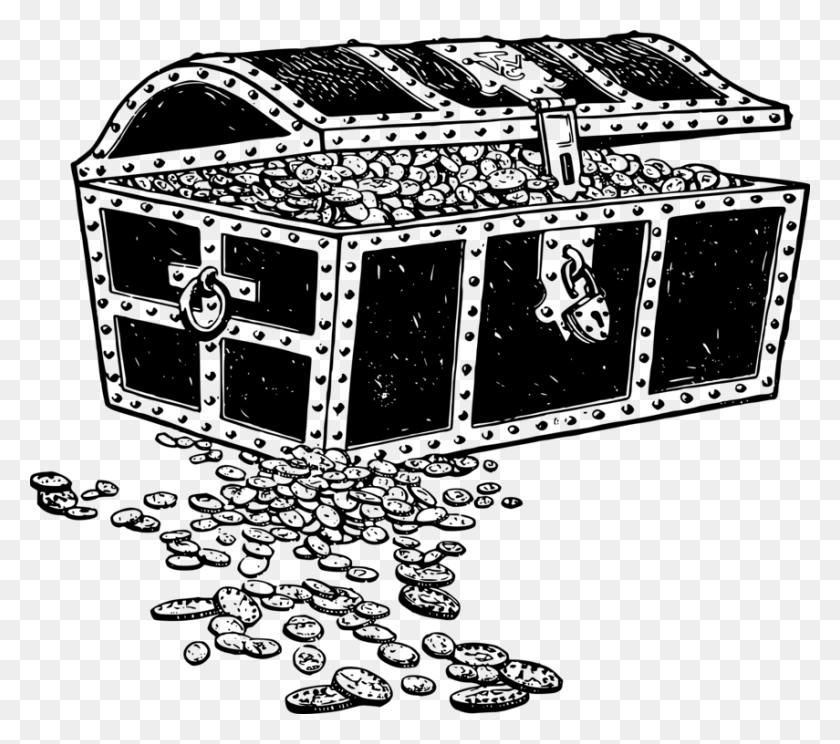 855x750 Transparent Pirate Treasure Treasure Black And White, Gray, World Of Warcraft HD PNG Download