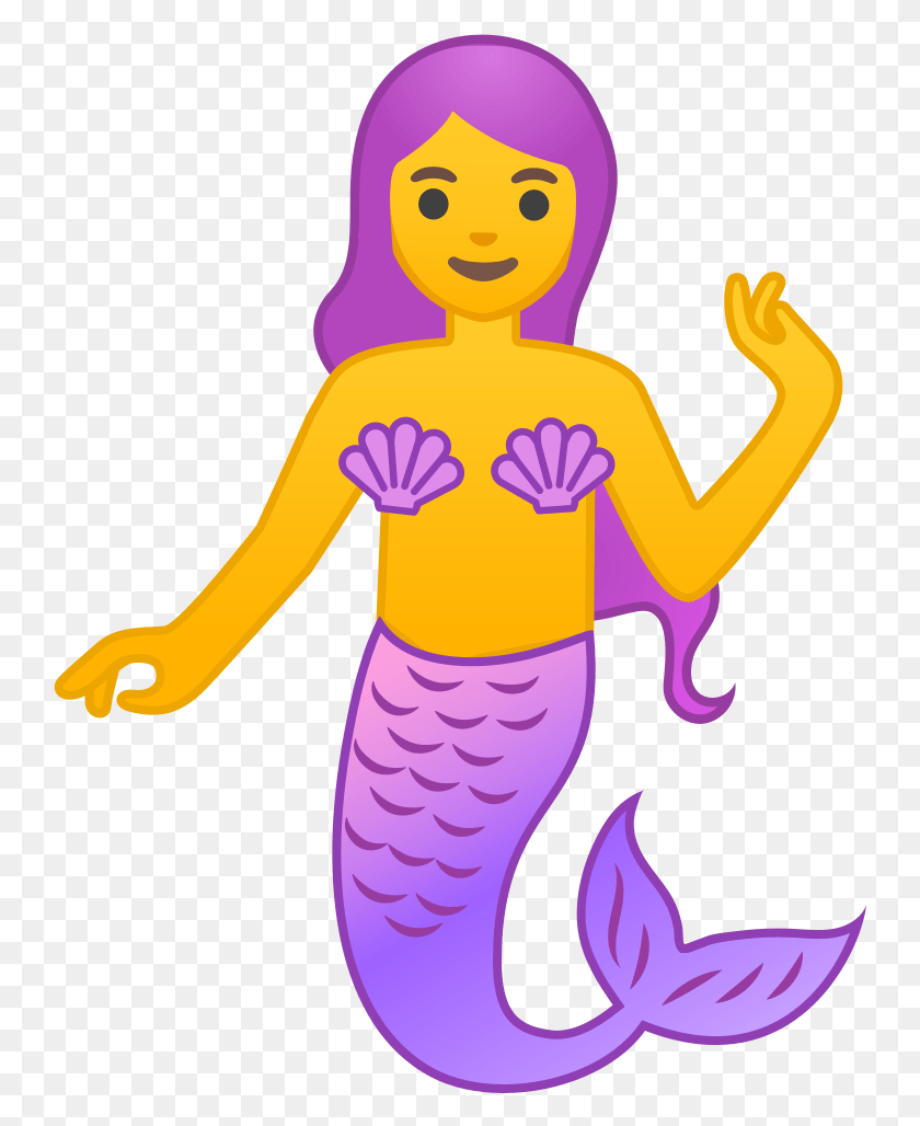 743x968 Descargar Png Transparente Purple Mermaid Clipart Google Mermaid Emoji, Cara, Manga, Ropa Hd Png