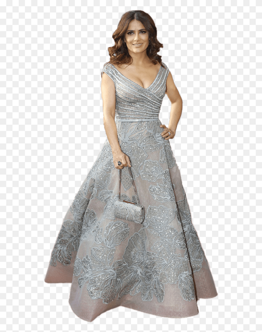 560x1005 Transparent Salma Hayek, Clothing, Apparel, Evening Dress HD PNG Download