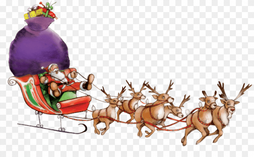 850x526 Santa Sleigh, Outdoors, Nature, Sled, Snow Transparent PNG