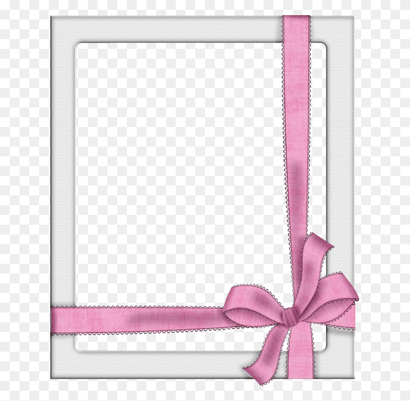 635x761 Transparent Silver Frame With Pink Bow Ribbons Borders And Frames, Rug, Gift HD PNG Download
