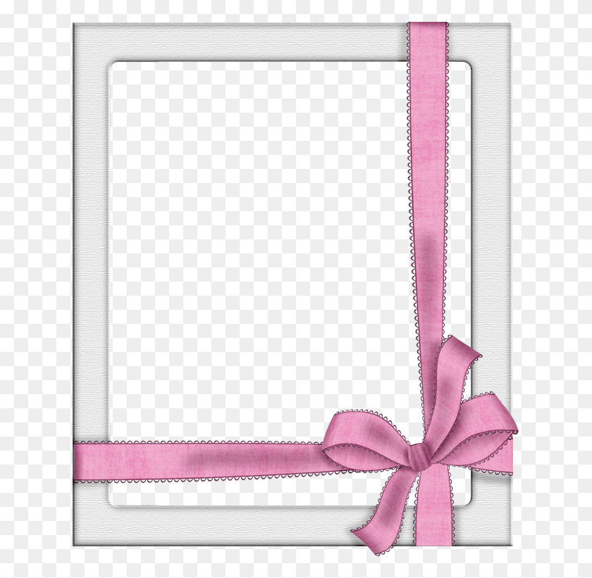 635x761 Descargar Png Marco De Plata Transparente Con Lazo Rosa Cintas Bordes Y Marcos, Alfombra, Regalo Hd Png