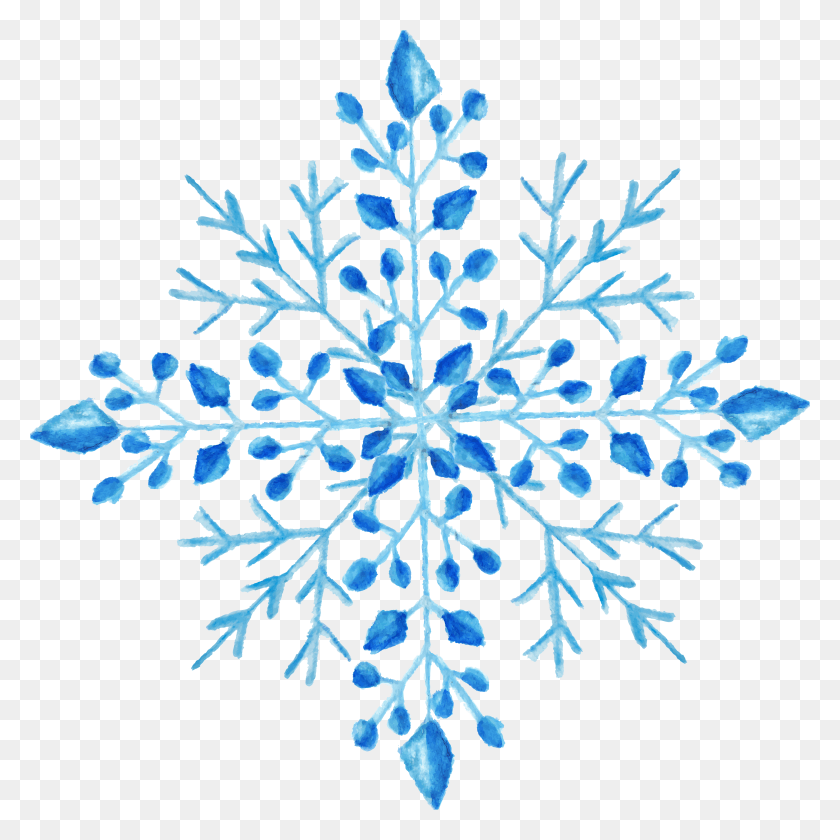 3677x3677 Transparent Snowflake Watercolor HD PNG Download