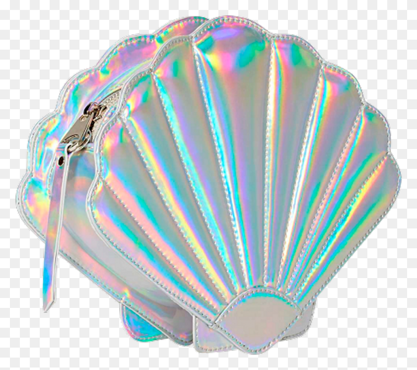 962x845 Transparent Sticker Overlay Tumblr Aesthetic Holographic Bag, Sea Life, Animal, Clam Descargar Hd Png