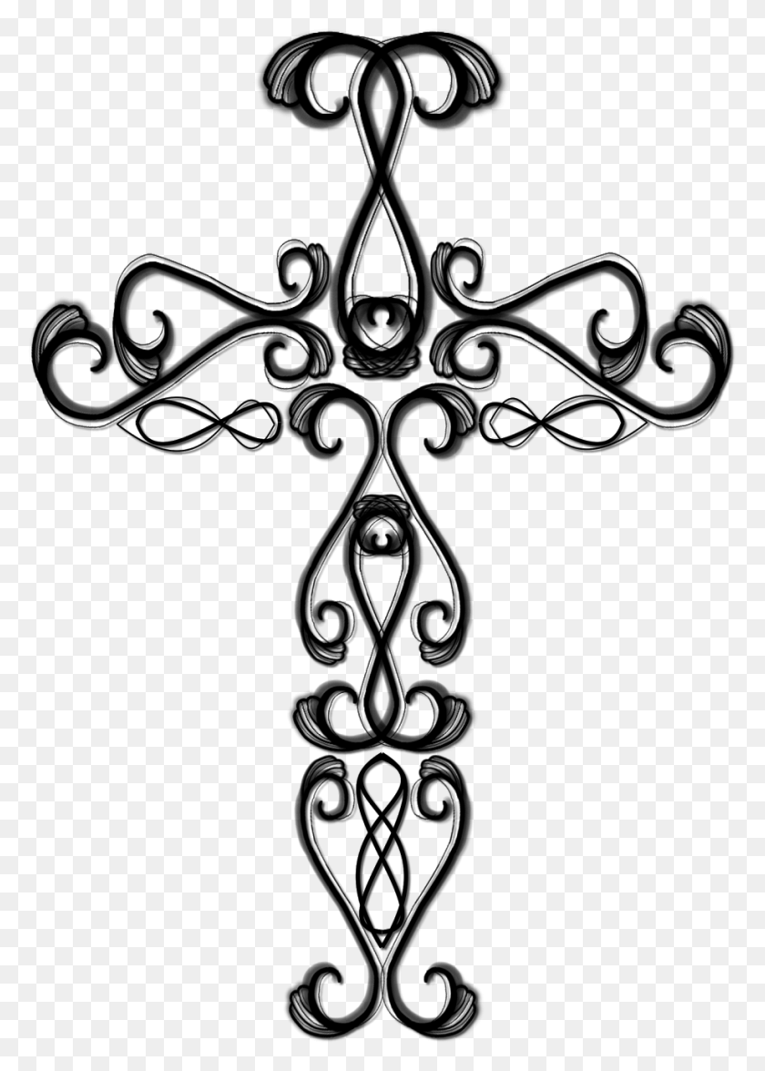 919x1316 Transparent Stock Black And White Cross Clipart Cross Drawings, Symbol, Floral Design, Pattern HD PNG Download