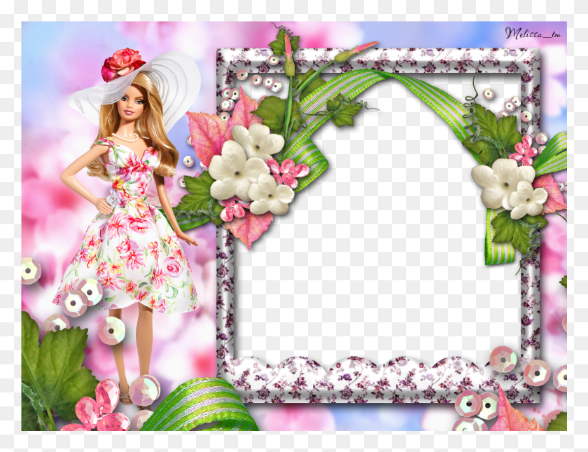 1601x1201 Transparent Stock Picture Frame Doll Princess Photo Barbie Doll Photo Frame, Toy, Figurine, Person HD PNG Download
