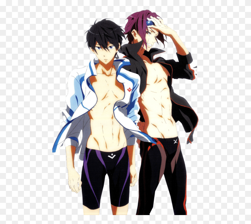491x691 Transparent Swimming Boyfriends For Your Free Eternal Summer Rin And Haru, Comics, Book, Manga HD PNG Download