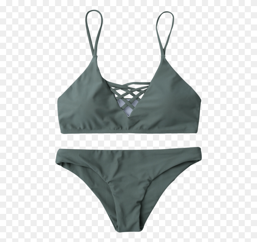 482x732 Transparent Swimsuit Lace Zaful Army Green Bathing Suit, Clothing, Apparel, Underwear HD PNG Download