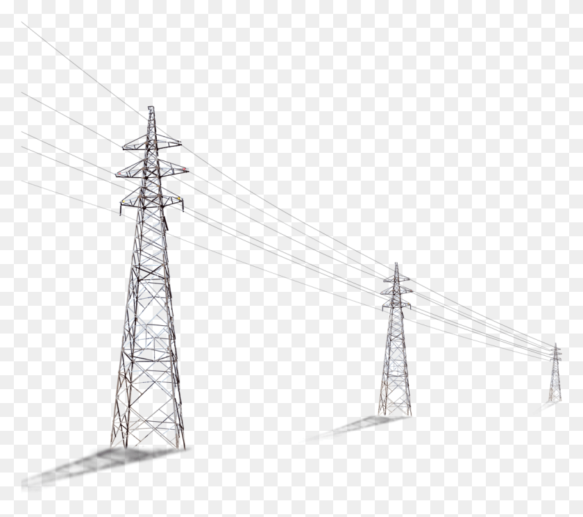 1119x982 Transparent Telephone Pole Clipart Electric Pole, Electric Transmission Tower, Power Lines, Cable HD PNG Download