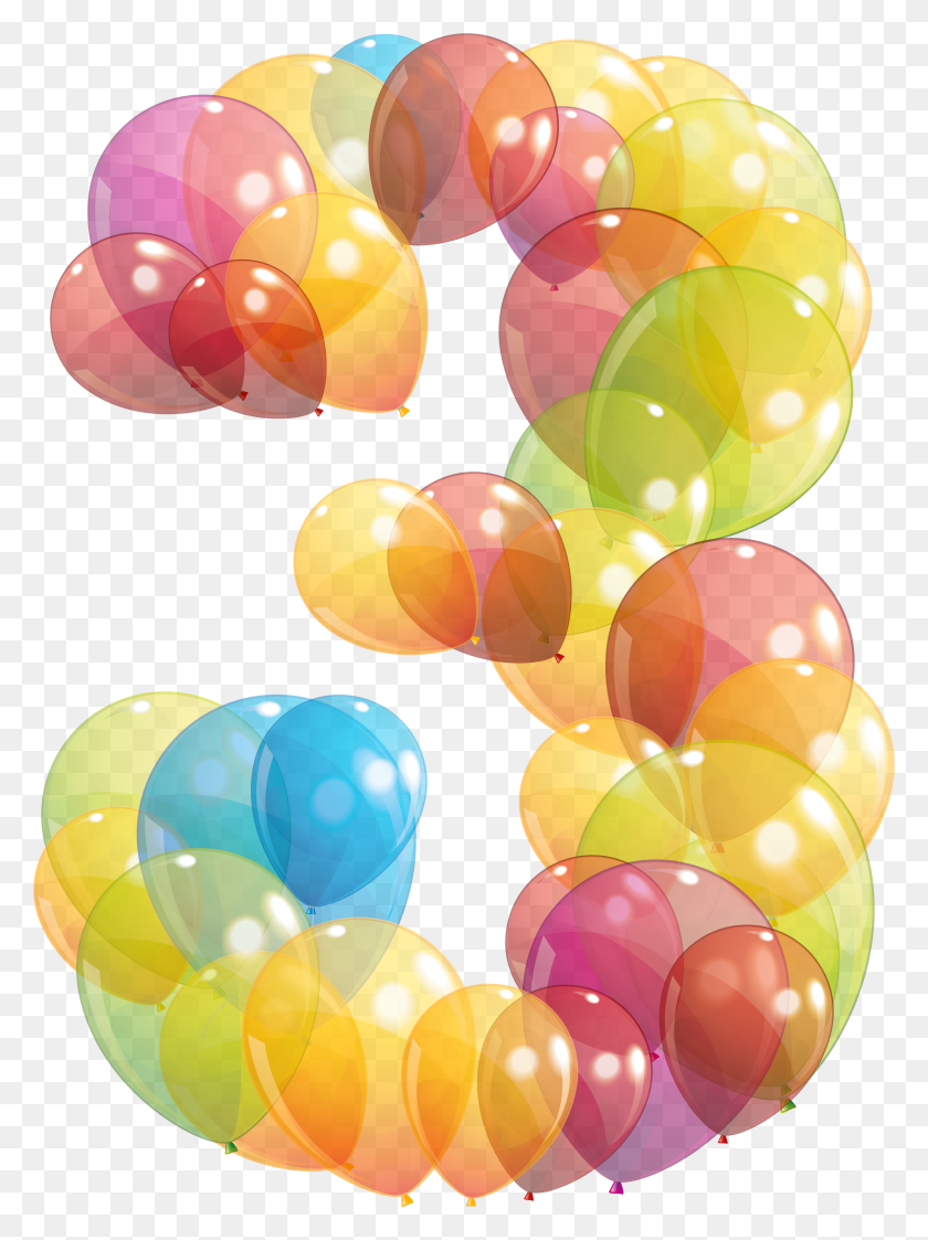 3043x4148 Transparent Three Number Of Balloons Clipart Image Three Balloon, Ball, Graphics HD PNG Download