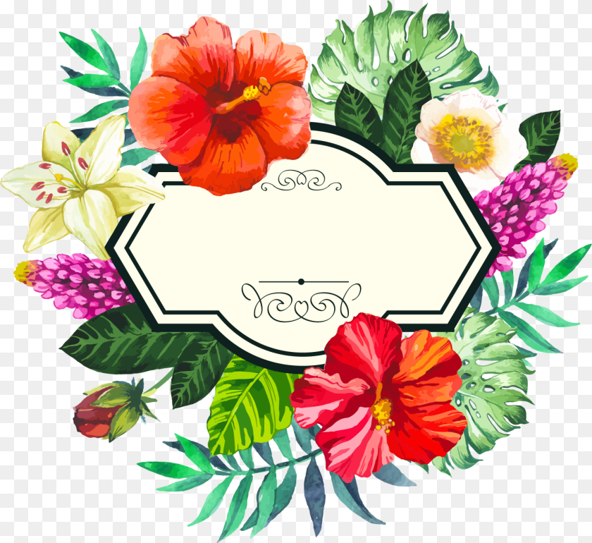 1373x1259 Transparent Tropical Flower Border, Art, Pattern, Plant, Graphics Clipart PNG