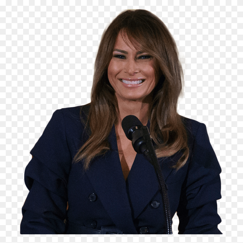 705x782 Transparent Trump Smile Melania Trump, Microphone, Electrical Device, Person HD PNG Download