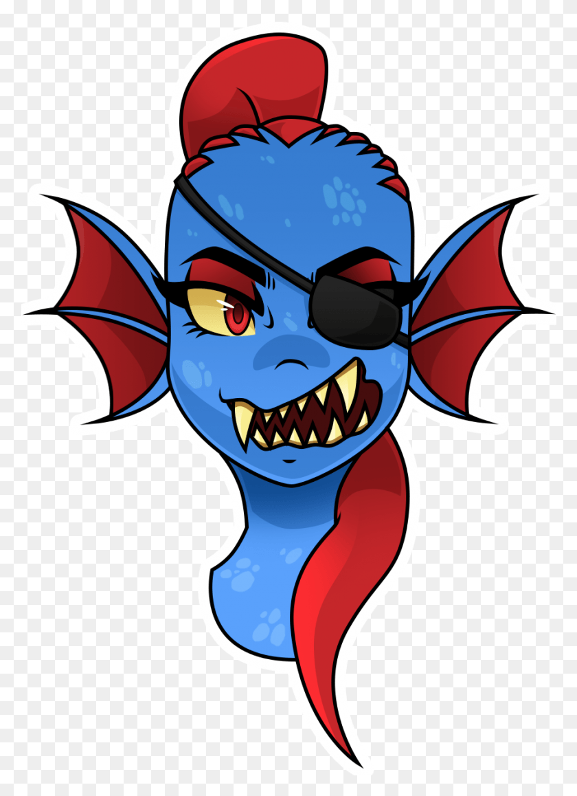 895x1260 Transparent Undyne Sticker For Your Blog Cartoon, Teeth, Mouth, Lip HD PNG Download