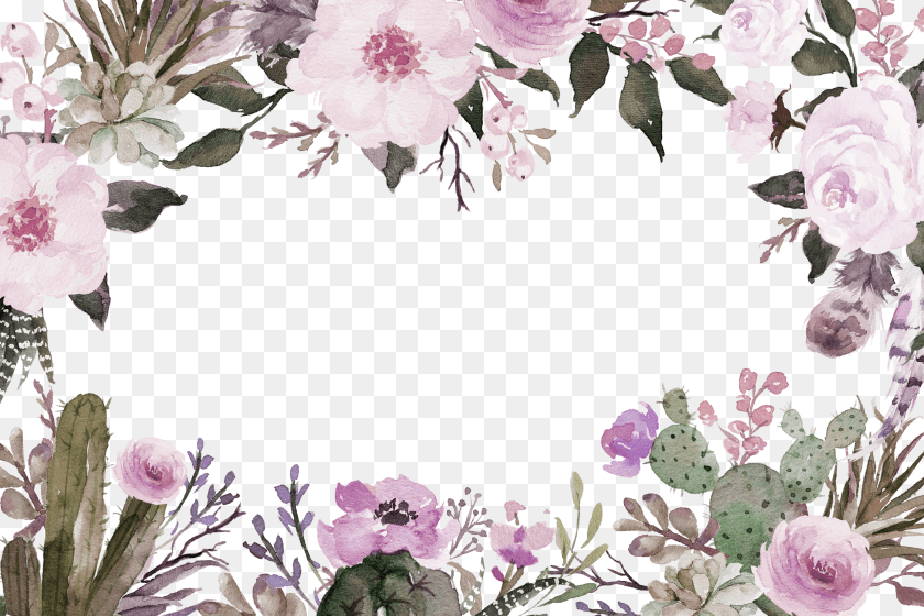 Watercolor Floral Border Transparent PNG