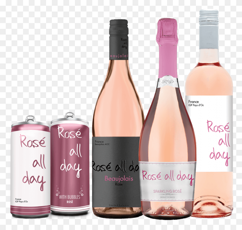 1386x1312 Transparent Wine Bottle And Glass Rose All Day Wine, Beverage, Drink, Alcohol HD PNG Download