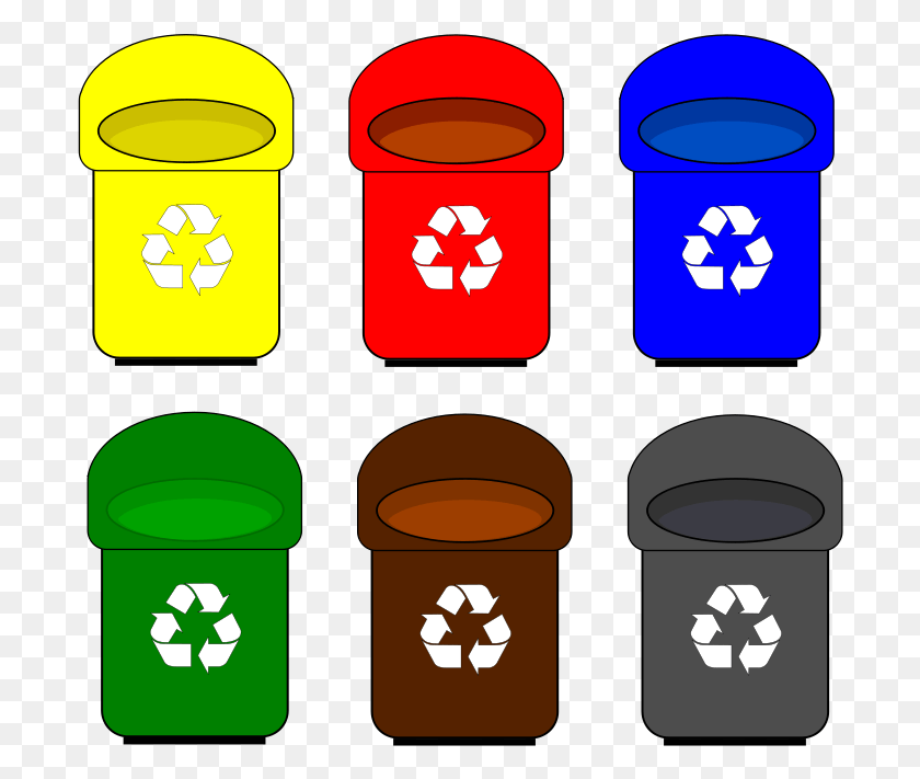 700x651 Trash Can Clipart Kawaii Recycle Bins, Recycling Symbol, Symbol, Plastic HD PNG Download