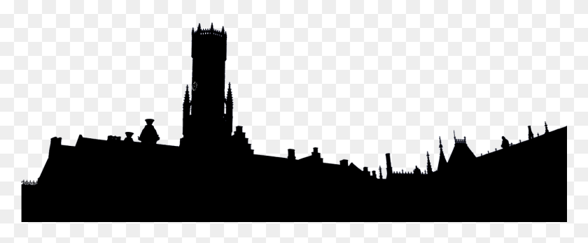 1281x473 Travel Silhouette Bruge Berg Belgium Travel Belfry Of Bruges, Outdoors, Nature, Text HD PNG Download