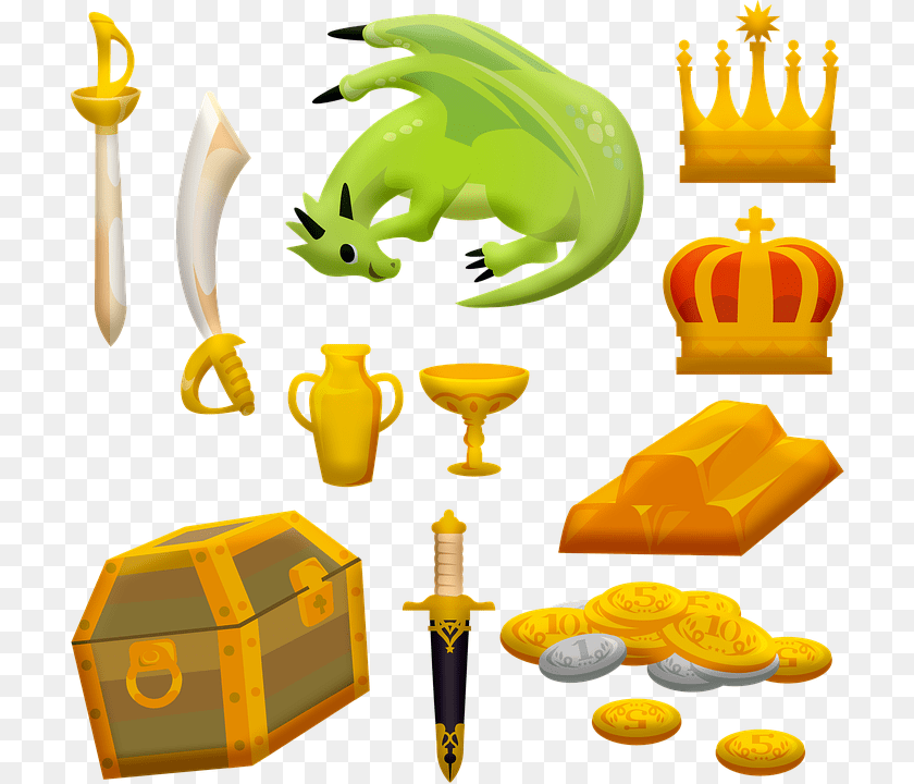 711x720 Treasure Kings Crown Sword Dragon Slayer Scotland PNG