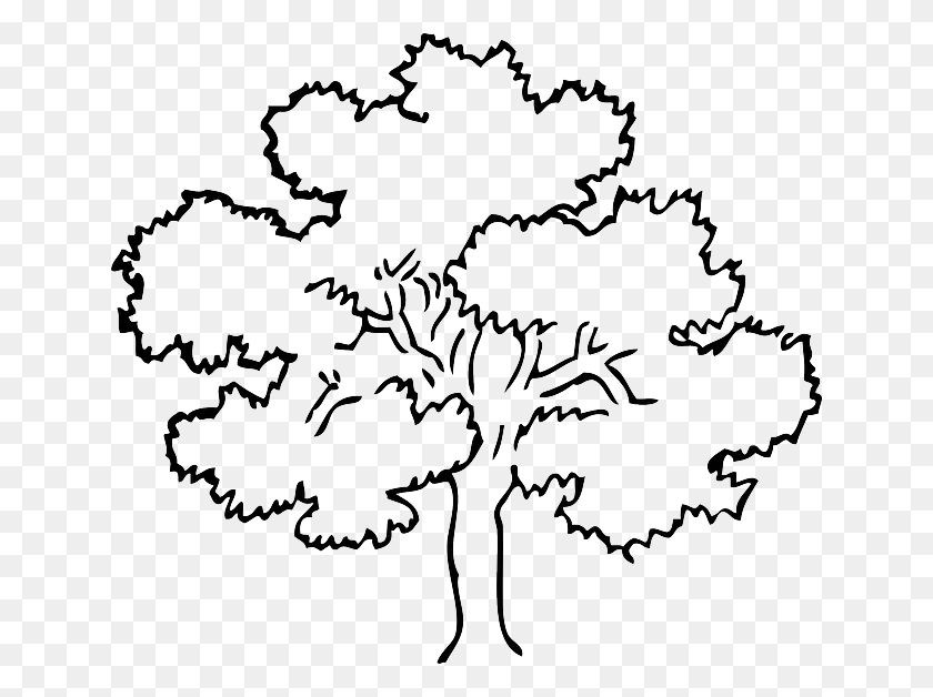 640x568 Дерево Черно-Белое, Растение, Трафарет, Текст Hd Png Скачать