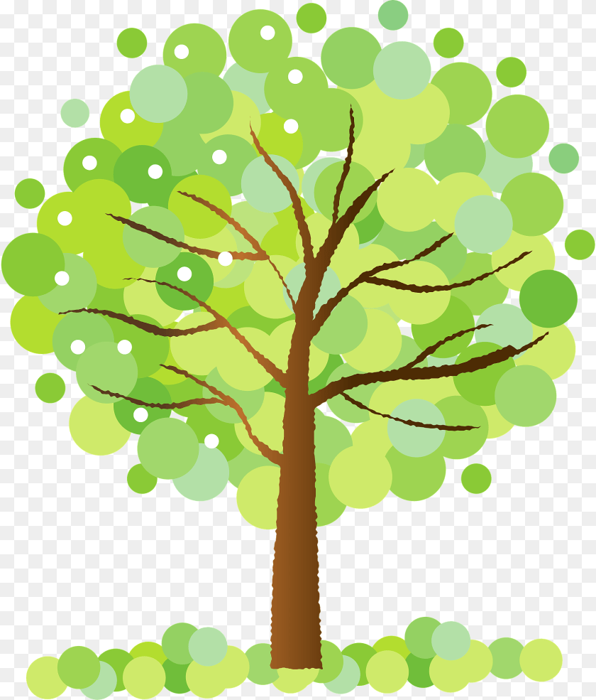 Tree Green Dots Clipart, Plant, Tree Trunk, Oak, Sycamore Sticker PNG