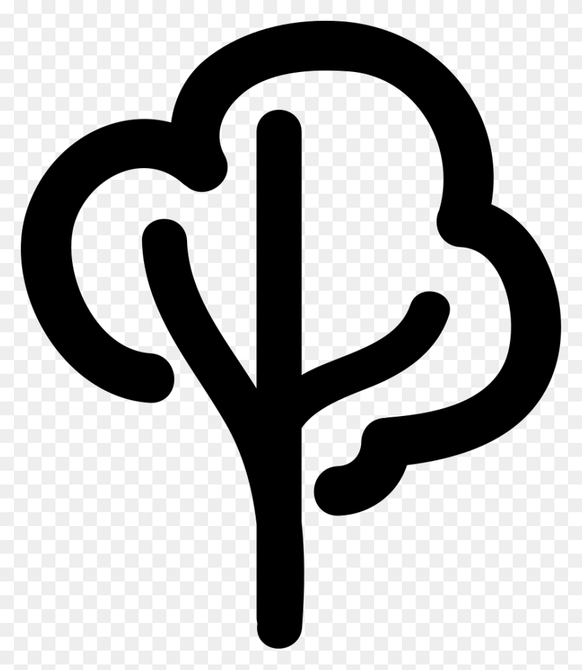 842x981 Tree Gross Outline Comments Tree Icon Outline, Emblem, Symbol, Stencil HD PNG Download