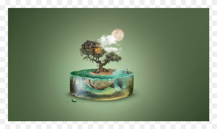 867x488 Tree House And Fish Best Manipulation 3d Photoshop, Tabletop, Furniture, Housing HD PNG Download