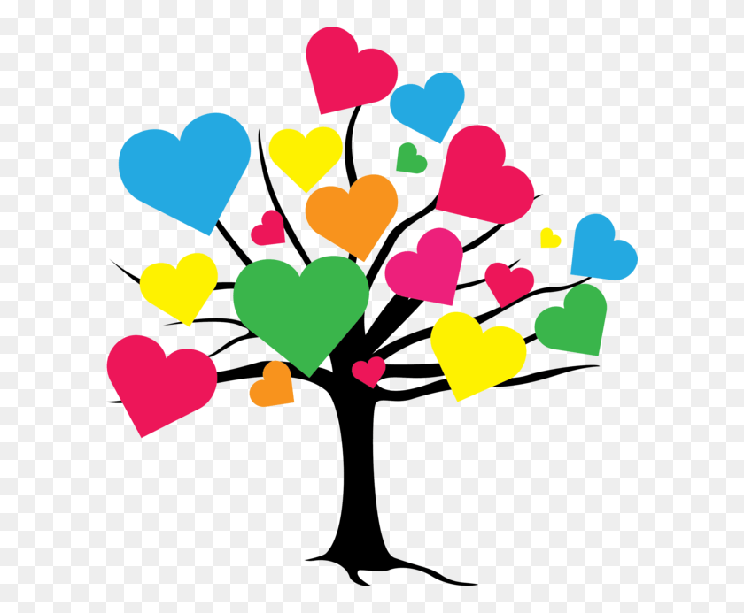 600x633 Tree Of Hearts Heart Tree Cross Stitch Pattern, Glass, Sweets, Food HD PNG Download