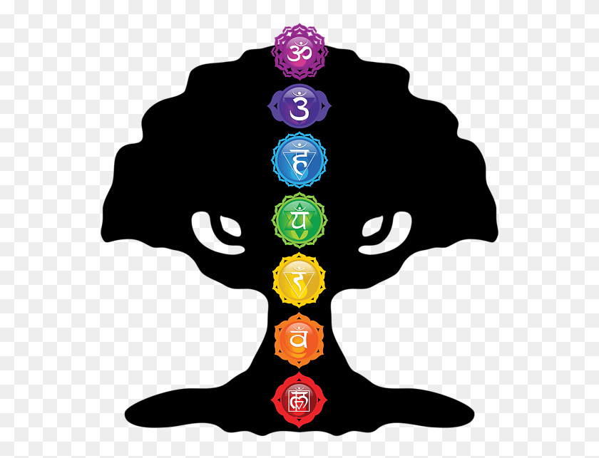 560x583 Tree Of Life Silhouette With Seven Chakras Tree With Chakras, Accessories, Accessory, Light HD PNG Download