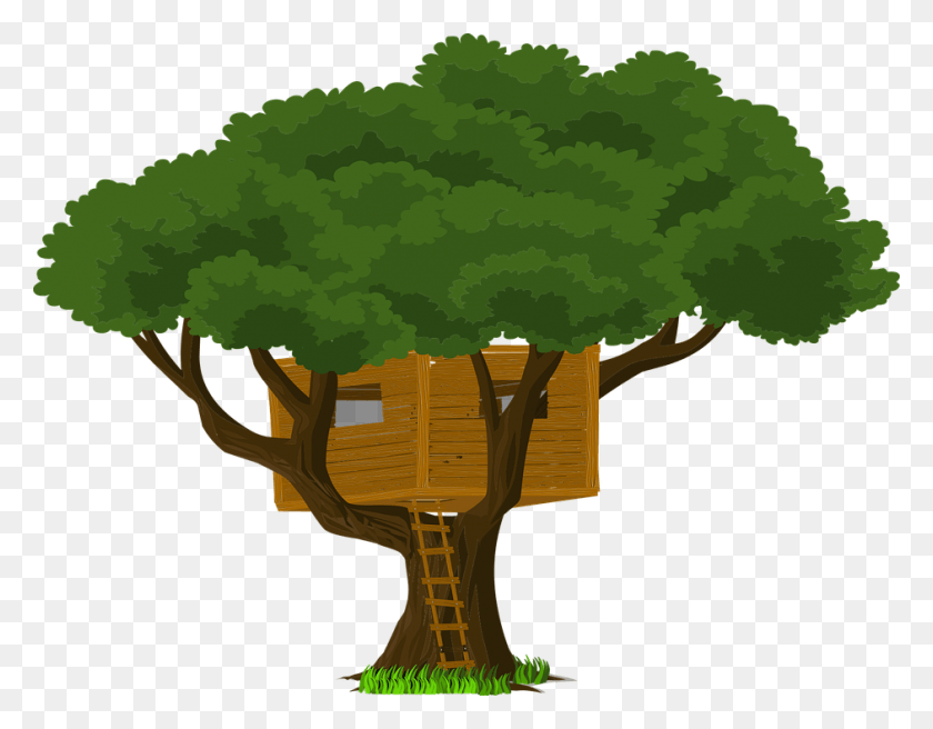 941x720 Tree Treehouse Head Meadow Vektor Rumah Pohon, Vegetation, Plant, Woodland HD PNG Download