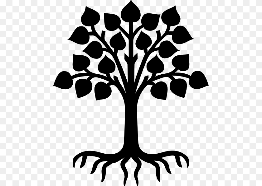 498x598 Tree With Rootslack Clip Art, Silhouette, Stencil PNG