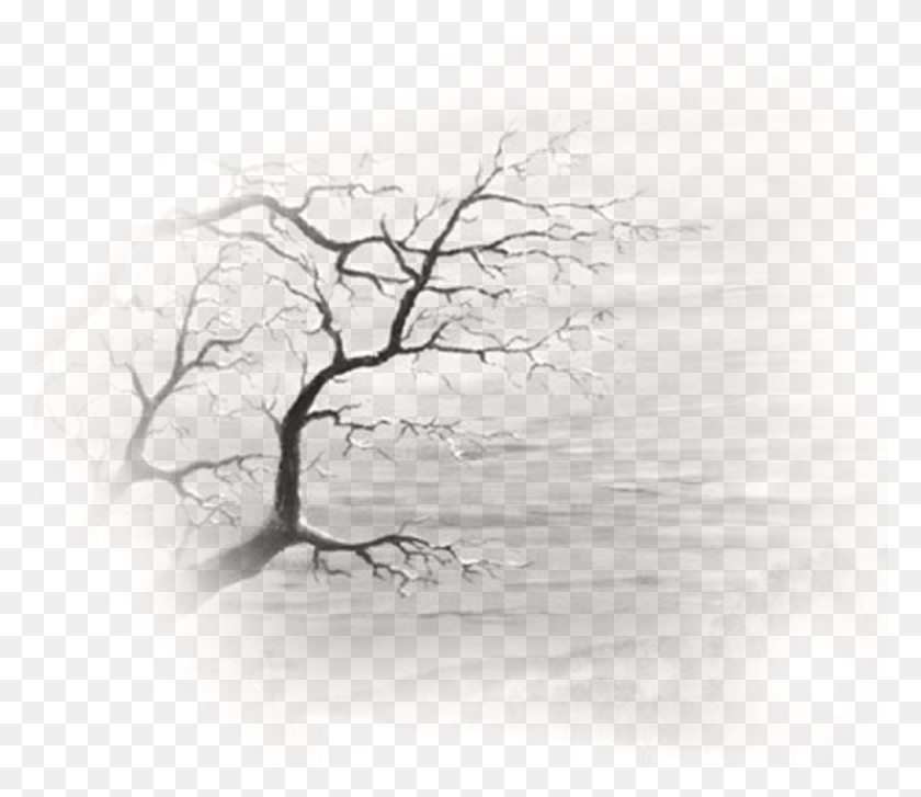 1011x865 Trees Dead Branches Beautiful Ink Wash Painting, Mountain, Outdoors, Nature HD PNG Download