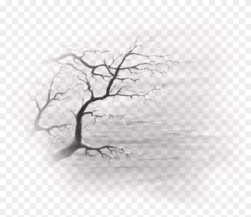 1011x865 Descargar Png / Árboles, Ramas Muertas, Hermosa Pintura De Lavado De Tinta, Montaña, Al Aire Libre, Naturaleza Hd Png