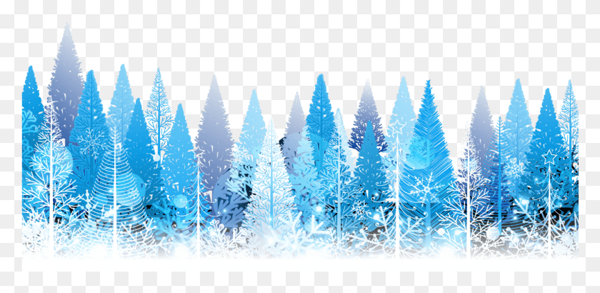 1025x461 Trees Winter Forest Snow Ftestickers Christmas Elements Blue, Tree, Plant, Nature HD PNG Download