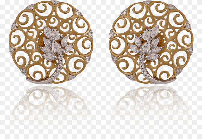 771x580 Trendy Floral Swirl Diamond Earring Earrings, Accessories, Jewelry, Pattern, Food PNG