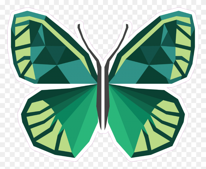 1200x968 Triangle Art Of Green Butterfly Sticker Papilio Machaon, Ornament, Pattern, Symbol HD PNG Download