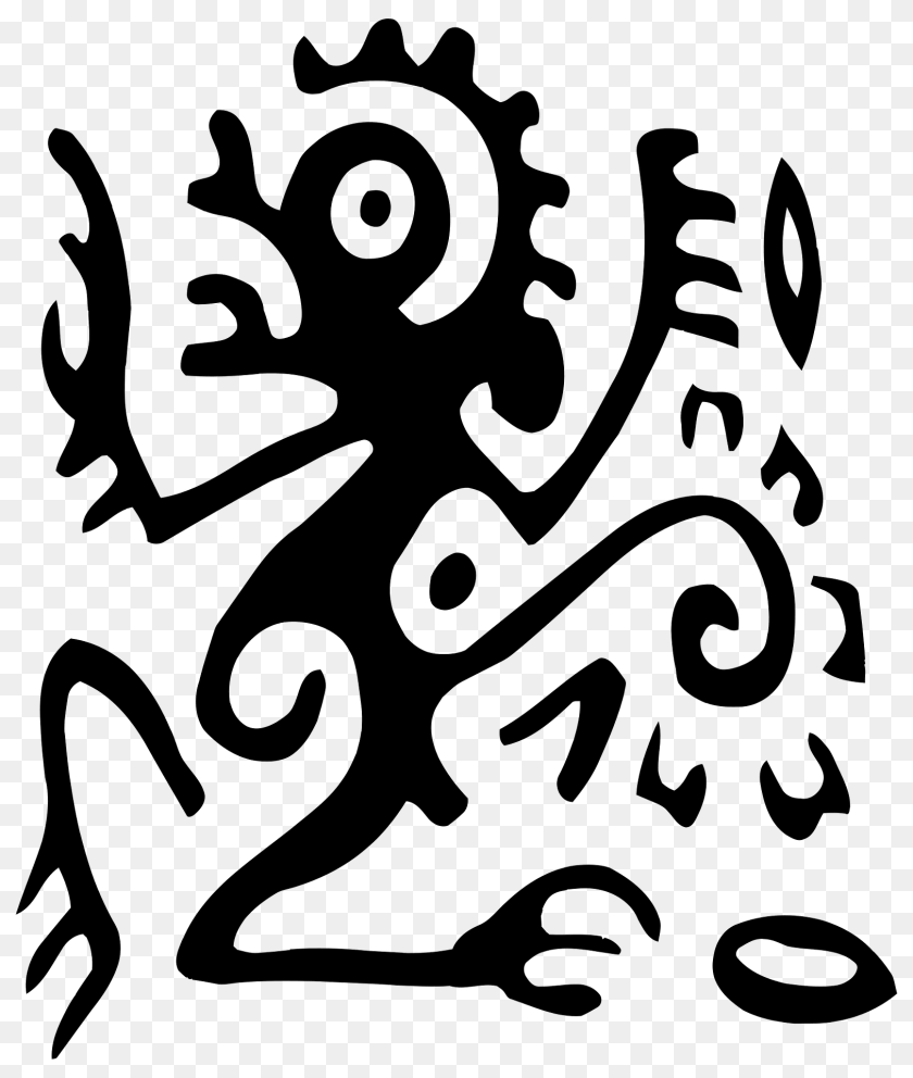 Tribal Hieroglyph Clipart, Animal, Lizard, Reptile, Bear PNG