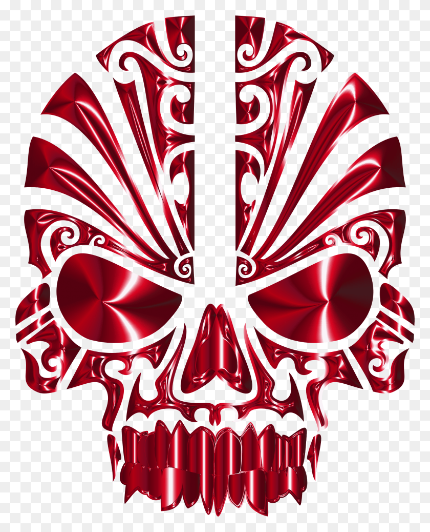 1862x2334 Tribal Skull Silhouette 2 Crimson Crimson Skull, Architecture, Building, Symbol HD PNG Download