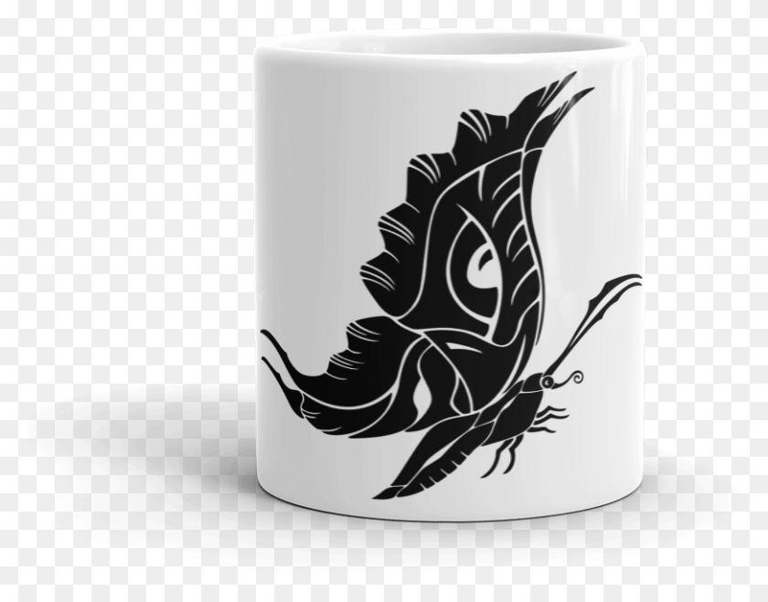 811x623 Tribal Style Butterfly Silhouette 2400Px Mockup Front Coffee Cup, Cup, Stencil, Bird Descargar Hd Png