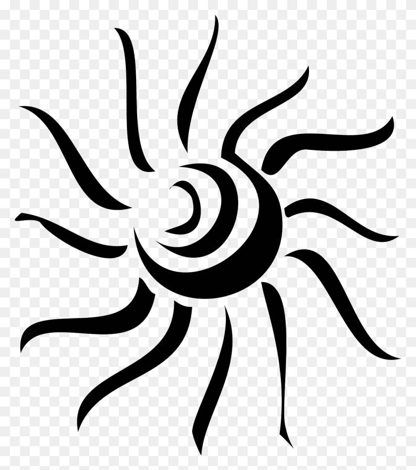 1124x1280 Tribal Sun Clip Art Black And White Transparent Sun Tattoo, Gray, World Of Warcraft HD PNG Download