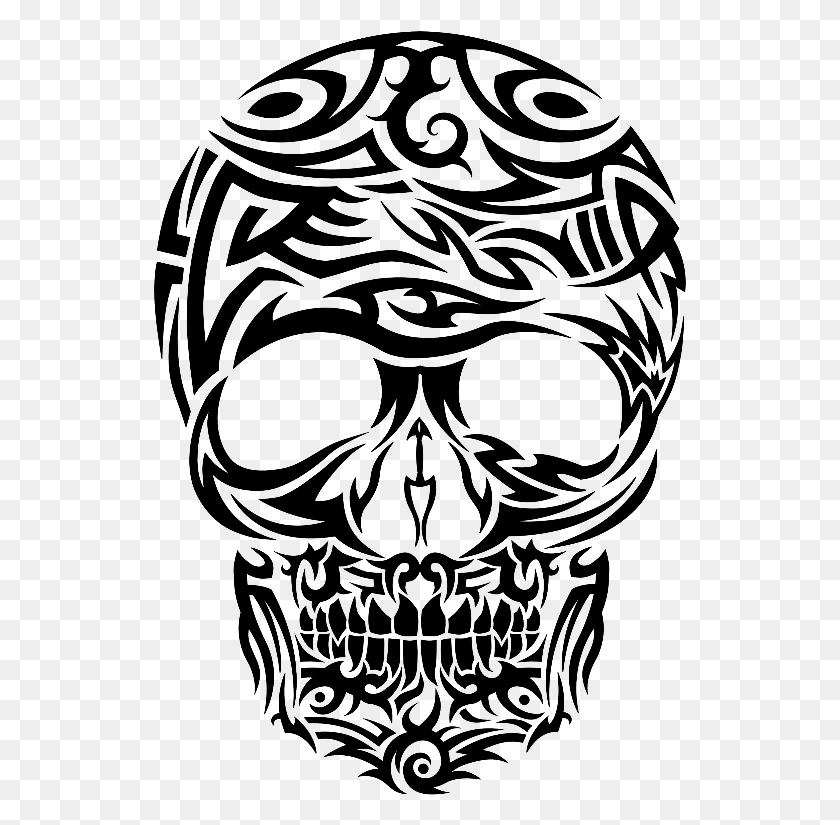 533x765 Tribal Tattoo Style Skull Gifts By Cm Skull Tribal, Gray, World Of Warcraft HD PNG Download