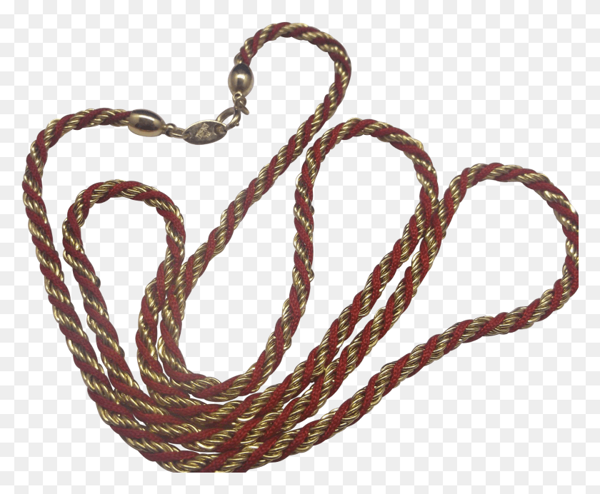 1766x1431 Trifari Gold Red Rope Twisted Cord Necklace Chain Chain, Whip, Bracelet, Jewelry Descargar Hd Png