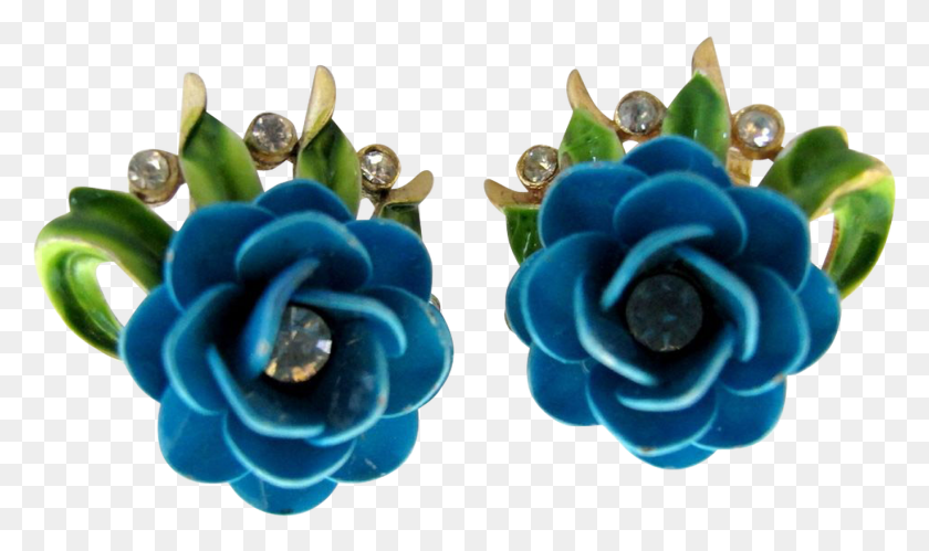 1369x772 Trifari Turquoise Blue Enamel Rose Flower Earrings Artificial Flower, Accessories, Accessory, Jewelry Descargar Hd Png